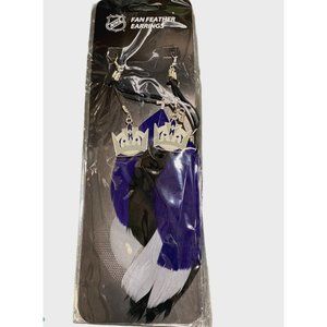 Los Angeles Kings Feather Style Earrings With Team Logo NHL Licensed - NWT